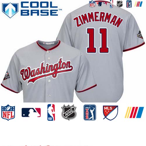 Personalized Nationals #11 Ryan Zimmerman Grey Cool Base 2019 World Series Bound Stitched Youth Baseball Jersey
