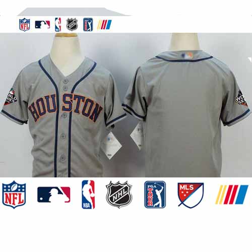 Personalized Astros Blank Grey Cool Base 2019 World Series Bound Stitched Youth Baseball Jersey