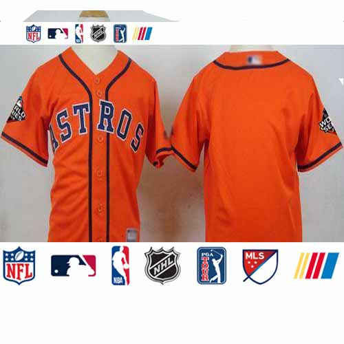 Personalized Astros Blank Orange Cool Base 2019 World Series Bound Stitched Youth Baseball Jersey