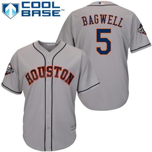 Personalized Astros #5 Jeff Bagwell Grey Cool Base 2019 World Series Bound Stitched Youth Baseball Jersey