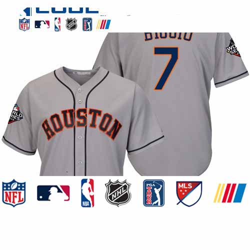 Personalized Astros #7 Craig Biggio Grey Cool Base 2019 World Series Bound Stitched Youth Baseball Jersey