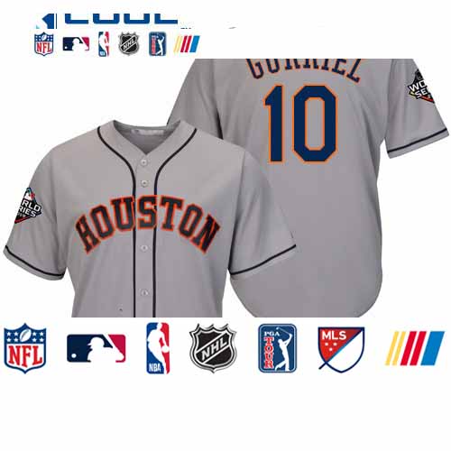 Personalized Astros #10 Yuli Gurriel Grey Cool Base 2019 World Series Bound Stitched Youth Baseball Jersey
