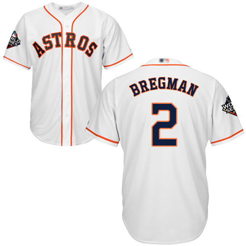 Personalized Astros #2 Alex Bregman White Cool Base 2019 World Series Bound Stitched Youth Baseball Jersey
