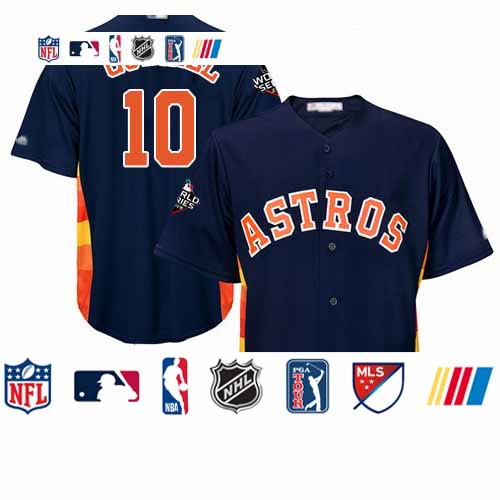 Personalized Astros #10 Yuli Gurriel Navy Blue Cool Base 2019 World Series Bound Stitched Youth Baseball Jersey