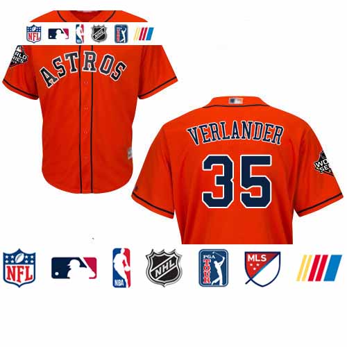 Personalized Astros #35 Justin Verlander Orange Cool Base 2019 World Series Bound Stitched Youth Baseball Jersey