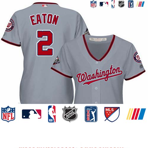 Personalized Nationals #2 Adam Eaton Grey Road 2019 World Series Bound Women’s Stitched Baseball Jersey