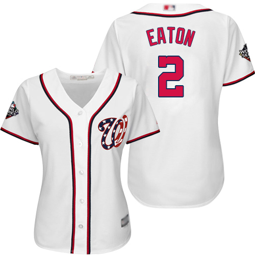 Personalized Nationals #2 Adam Eaton White Home 2019 World Series Bound Women’s Stitched Baseball Jersey