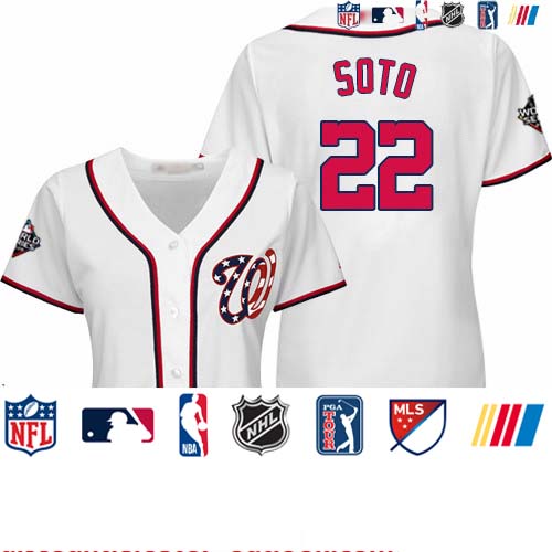 Personalized Nationals #22 Juan Soto White Home 2019 World Series Bound Women’s Stitched Baseball Jersey