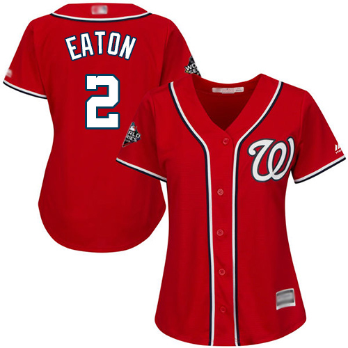 Personalized Nationals #2 Adam Eaton Red Alternate 2019 World Series Bound Women’s Stitched Baseball Jersey