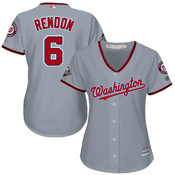 Personalized Nationals #6 Anthony Rendon Grey Road 2019 World Series Bound Women’s Stitched Baseball Jersey