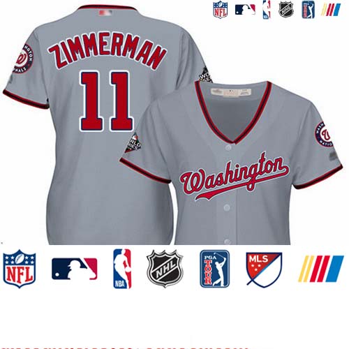 Personalized Nationals #11 Ryan Zimmerman Grey Road 2019 World Series Bound Women’s Stitched Baseball Jersey