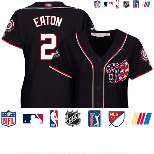 Personalized Nationals #2 Adam Eaton Navy Blue Alternate 2019 World Series Bound Women’s Stitched Baseball Jersey
