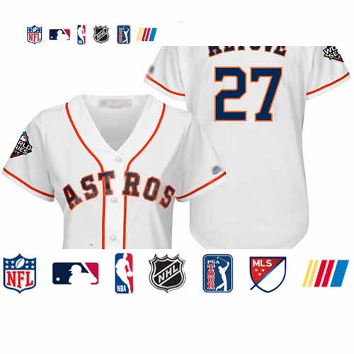 Personalized Astros #27 Jose Altuve White Home 2019 World Series Bound Women’s Stitched Baseball Jersey