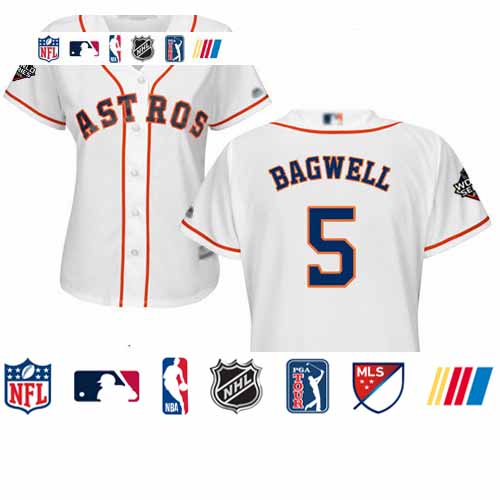 Personalized Astros #5 Jeff Bagwell White Home 2019 World Series Bound Women’s Stitched Baseball Jersey