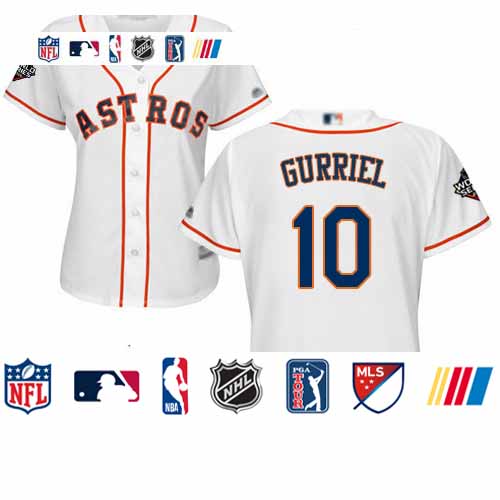 Personalized Astros #10 Yuli Gurriel White Home 2019 World Series Bound Women’s Stitched Baseball Jersey