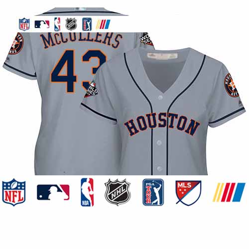 Personalized Astros #43 Lance McCullers Grey Road 2019 World Series Bound Women’s Stitched Baseball Jersey