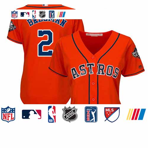 Personalized Astros #2 Alex Bregman Orange Alternate 2019 World Series Bound Women’s Stitched Baseball Jersey