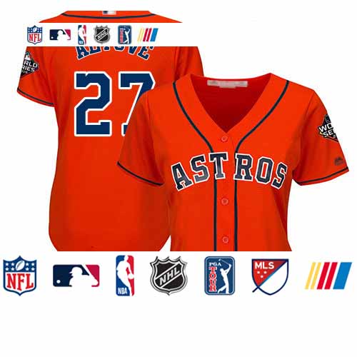 Personalized Astros #27 Jose Altuve Orange Alternate 2019 World Series Bound Women’s Stitched Baseball Jersey