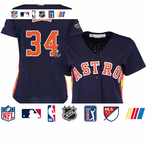 Personalized Astros #34 Nolan Ryan Navy Blue Alternate 2019 World Series Bound Women’s Stitched Baseball Jersey