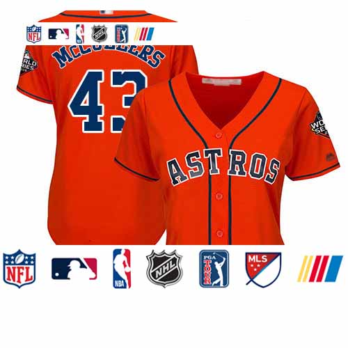Personalized Astros #43 Lance McCullers Orange Alternate 2019 World Series Bound Women’s Stitched Baseball Jersey