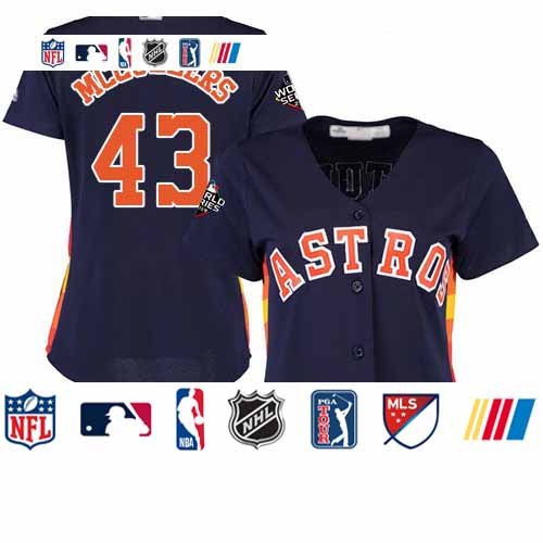 Personalized Astros #43 Lance McCullers Navy Blue Alternate 2019 World Series Bound Women’s Stitched Baseball Jersey
