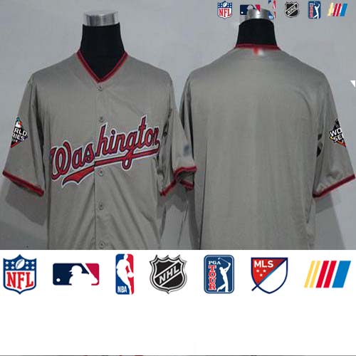 Personalized Nationals Blank Grey New Cool Base 2019 World Series Bound Stitched Baseball Jersey