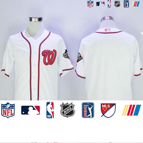 Personalized Nationals Blank White New Cool Base 2019 World Series Bound Stitched Baseball Jersey