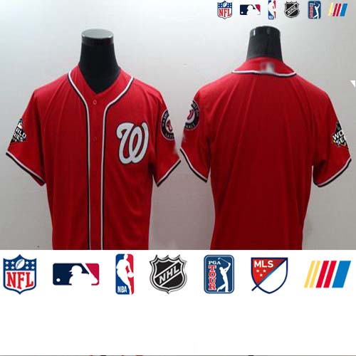 Personalized Nationals Blank Red Flexbase Authentic Collection 2019 World Series Bound Stitched Baseball Jersey