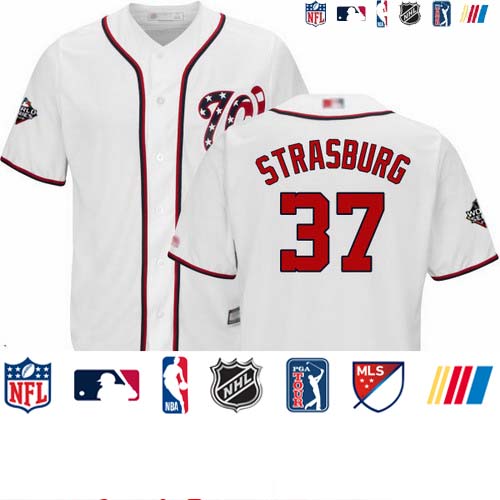 Personalized Nationals #37 Stephen Strasburg White New Cool Base 2019 World Series Bound Stitched Baseball Jersey