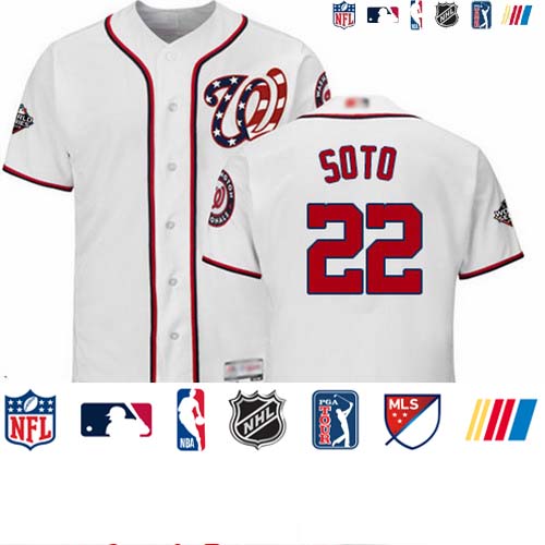 Personalized Nationals #22 Juan Soto White Flexbase Authentic Collection 2019 World Series Bound Stitched Baseball Jersey