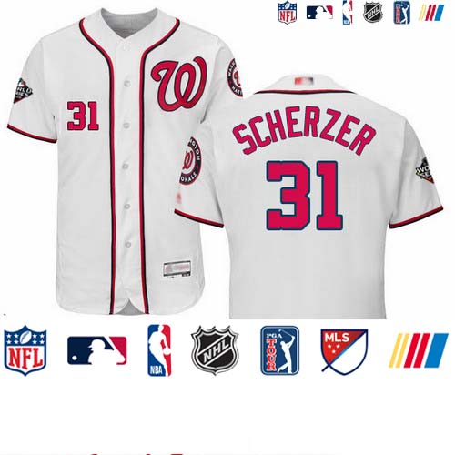 Personalized Nationals #31 Max Scherzer White Flexbase Authentic Collection 2019 World Series Bound Stitched Baseball Jersey