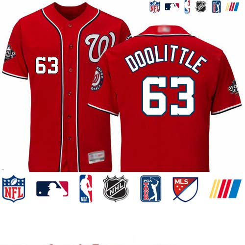 Personalized Nationals #63 Sean Doolittle Red Flexbase Authentic Collection 2019 World Series Bound Stitched Baseball Jersey
