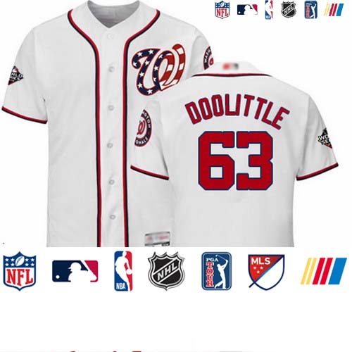 Personalized Nationals #63 Sean Doolittle White Flexbase Authentic Collection 2019 World Series Bound Stitched Baseball Jersey