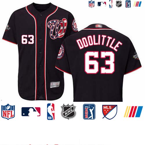 Personalized Nationals #63 Sean Doolittle Navy Blue Flexbase Authentic Collection 2019 World Series Bound Stitched Baseball Jersey