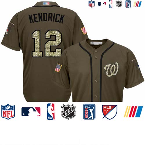 Personalized Nationals #12 Howie Kendrick Green Salute to Service Stitched Baseball Jersey