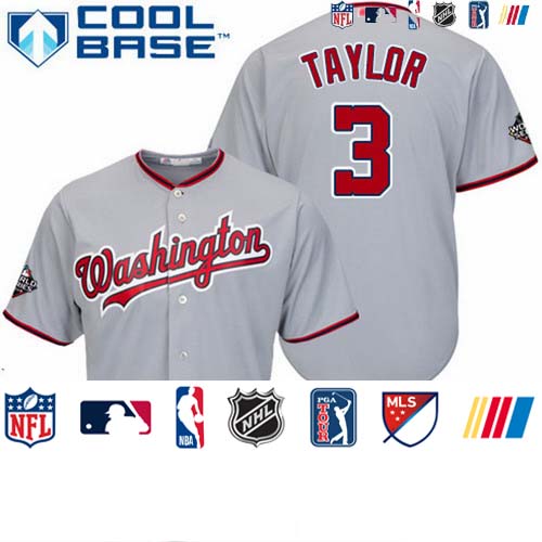 Personalized Nationals #3 Michael Taylor Grey New Cool Base 2019 World Series Bound Stitched Baseball Jersey