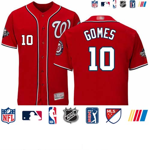 Personalized Nationals #10 Yan Gomes Red Flexbase Authentic Collection 2019 World Series Bound Stitched Baseball Jersey