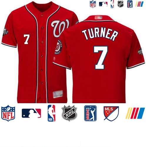 Personalized Nationals #7 Trea Turner Red Flexbase Authentic Collection 2019 World Series Bound Stitched Baseball Jersey