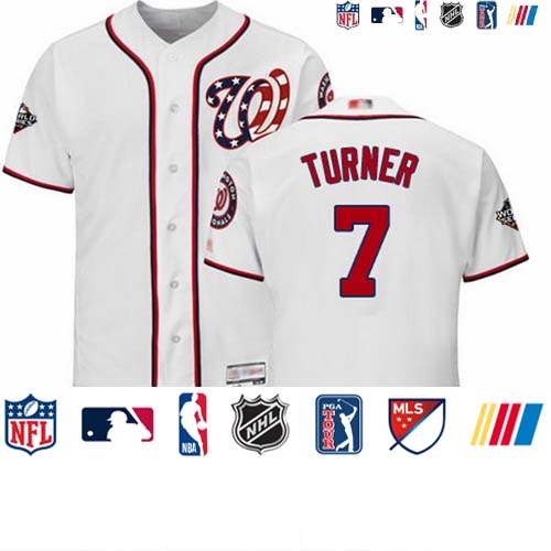 Personalized Nationals #7 Trea Turner White Flexbase Authentic Collection 2019 World Series Bound Stitched Baseball Jersey