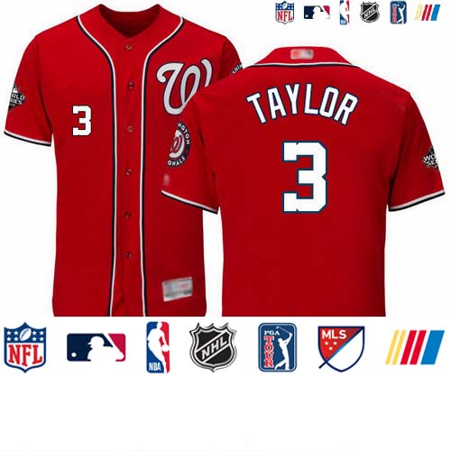 Personalized Nationals #3 Michael Taylor Red Flexbase Authentic Collection 2019 World Series Bound Stitched Baseball Jersey