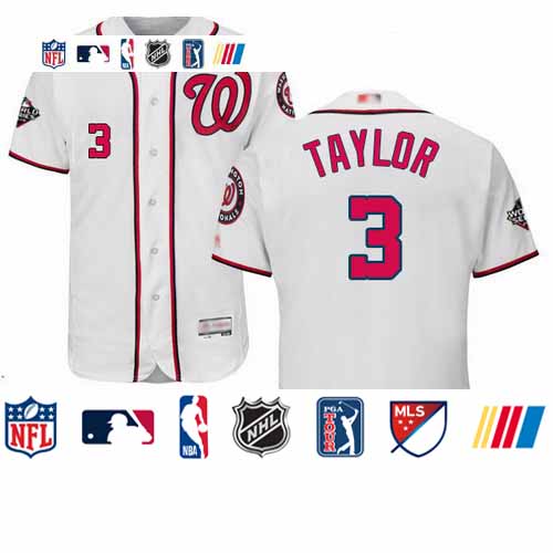 Personalized ationals #3 Michael Taylor White Flexbase Authentic Collection 2019 World Series Bound Stitched Baseball Jersey