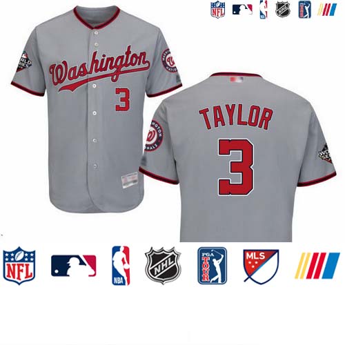 Personalized Nationals #3 Michael Taylor Grey Flexbase Authentic Collection 2019 World Series Bound Stitched Baseball Jersey