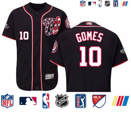 Personalized Nationals #10 Yan Gomes Navy Blue Flexbase Authentic Collection 2019 World Series Bound Stitched Baseball Jersey
