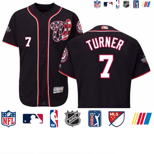 Personalized Nationals #7 Trea Turner Navy Blue Flexbase Authentic Collection 2019 World Series Bound Stitched Baseball Jersey