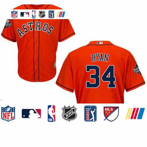 Personalized Astros #34 Nolan Ryan Orange New Cool Base 2019 World Series Bound Stitched Baseball Jersey