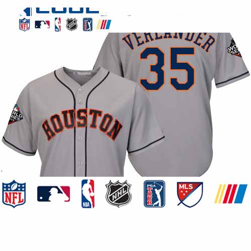 Personalized Astros #35 Justin Verlander Grey New Cool Base 2019 World Series Bound Stitched Baseball Jersey