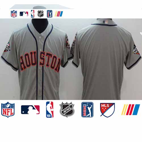 Personalized Astros Blank Grey Flexbase Authentic Collection 2019 World Series Bound Stitched Baseball Jersey