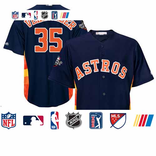 Personalized Astros #35 Justin Verlander Navy Blue New Cool Base 2019 World Series Bound Stitched Baseball Jersey