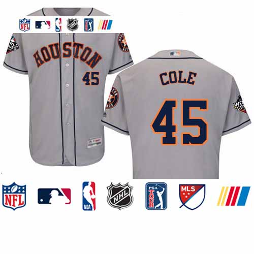 Personalized Astros #45 Gerrit Cole Grey Flexbase Authentic Collection 2019 World Series Bound Stitched Baseball Jersey