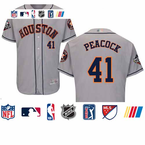 Personalized Astros #41 Brad Peacock Grey Flexbase Authentic Collection 2019 World Series Bound Stitched Baseball Jersey